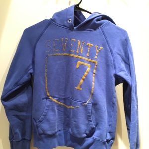 77Kids Distressed Blue and yellow hoodie
